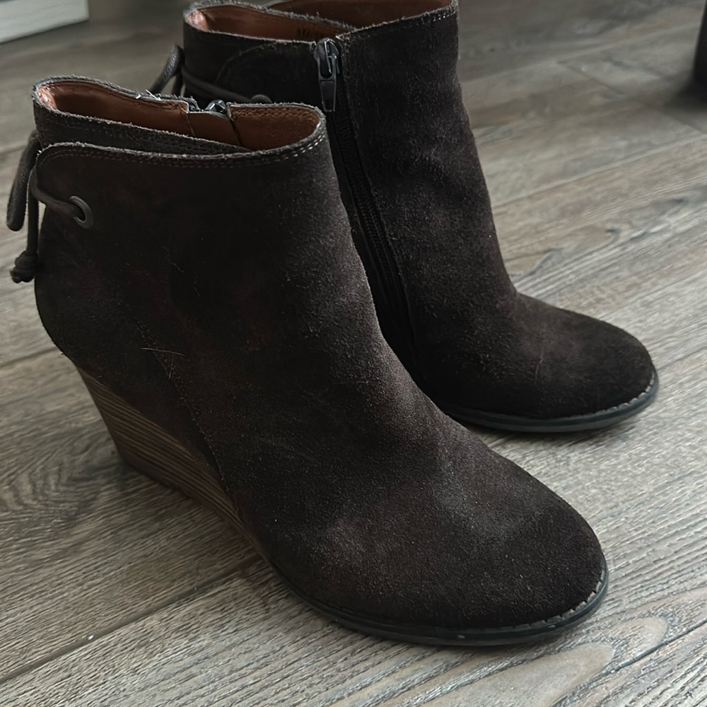 Lucky Brand brown wedge boots